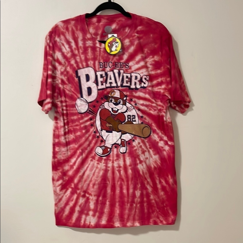 Buc-ee's Red Tie-Dye Women's Short Sleeve Tee - Picture 7 of 7